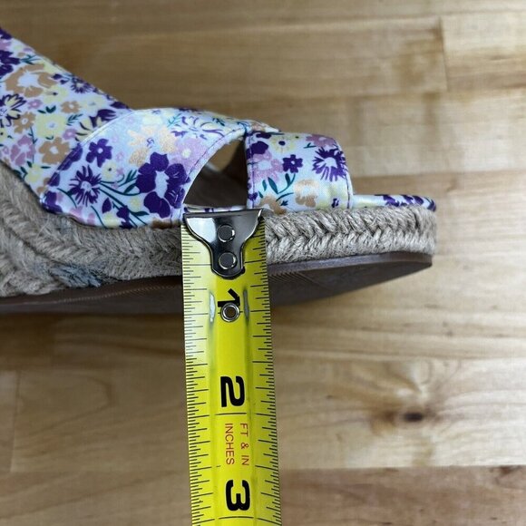 Allegra K White Purple Floral Peep Toe Platform Pumps Wedge Sandals Size 7.5 - Picture 11 of 11